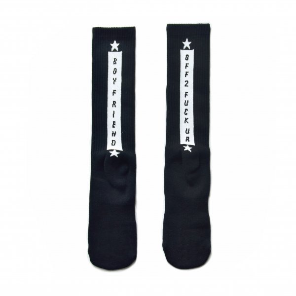 Extra Thick Fluffy Loop Sports Stockings Black And White Personalized Alphabet Trendy Sock