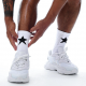 Men's High White Five-pointed Star Pattern Sports Workout Socks