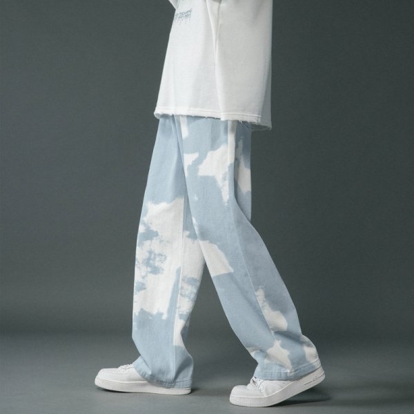 Tie Dyed Denim Straight Leg Pants For Boys